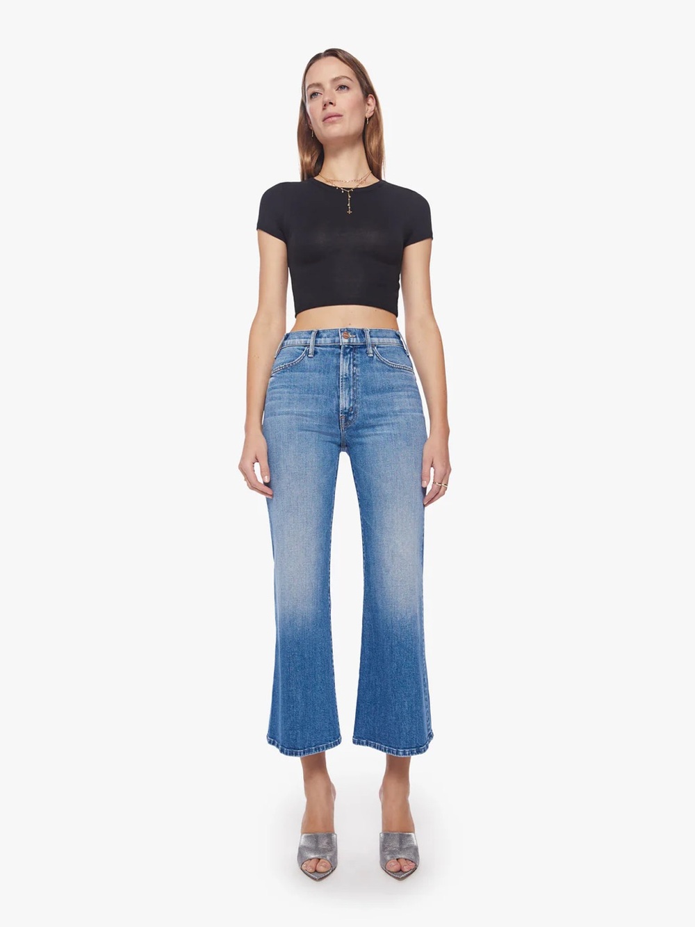 Mother The Hustler Roller Ankle Jeans Wide Leg Flare High On The Hog Size 30